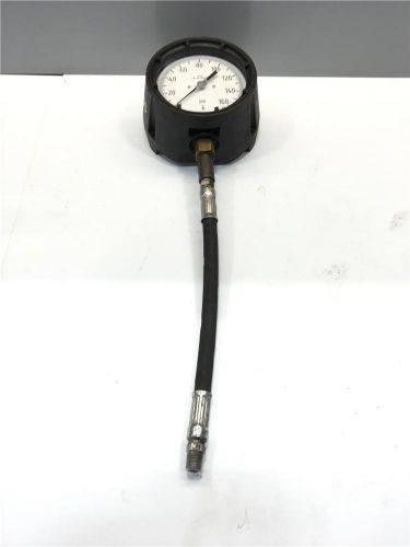 Wika pneumatic pressure 5&#034; brass tube gauge 0-160 sg4711505 &amp; 11&#034; braided hose for sale