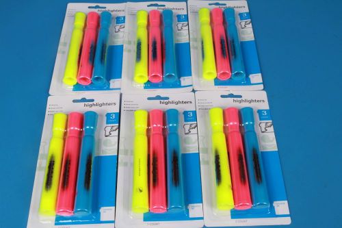 Lot of 6 packages of 3 Highlighter markers. 18 markers total LARGE SIZE