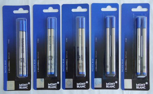 10x MONTBLANC Rollerball Pen Refills Fine Pacific Blue BRAND NEW SEALED!