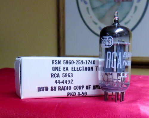 One 1959 RCA 5963 PLATINUM PLUS GRADE Foil Bar &#034;D&#034; Getter Tube NOS NIB 12AU7