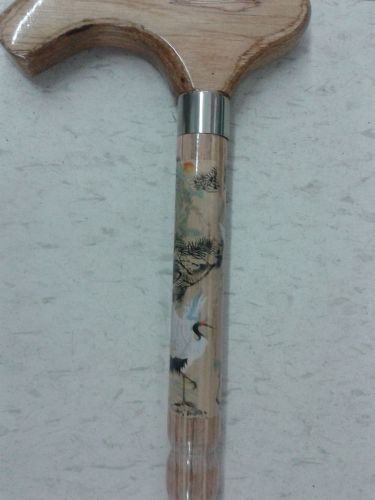 35&#034; wood wooden walking stick cane birds paint on it