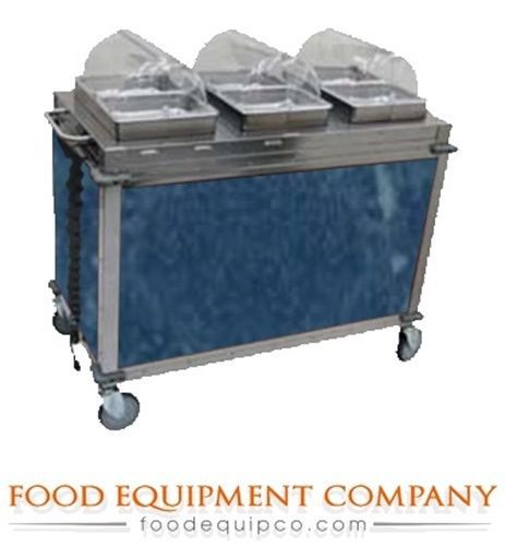 Cadco CBC-HC-L4 Mobile Hot and Cold Buffet Cart with Blue Laminate Skirt