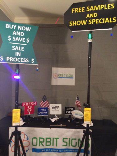 Rotating signs.trade shows.lights &amp; lasers.low cost. high impact.display signs. for sale