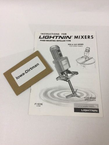 Lightnin Mixer Manual Instructions for XDQ &amp; XJQ Portable Mixers IT-1978E used