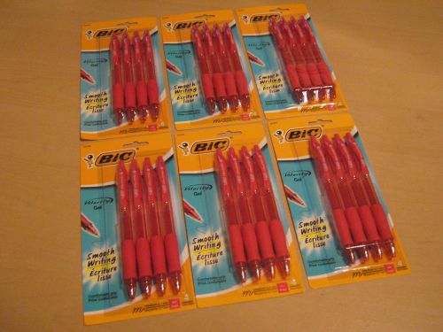 NEW Lot (6) 4 Pack BIC RED Velocity Gel Retractable Pens Comfort Grip 34433