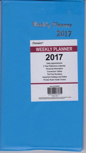 Premiere Deluxe Pocket 1 Year Calendar Planner 2017 Appointment Book in Blue