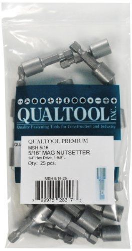 Qualtool Premium MSH5/16-25 Magnetic 5/16-Inch Hex Short Nutsetter, 25-Pack