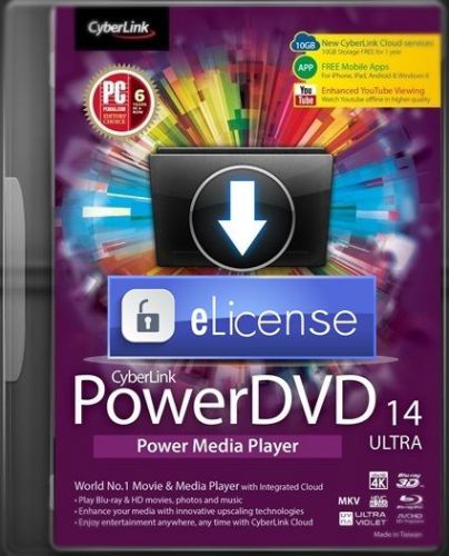 Cyberlink powerdvd 14 ultra 3pc elicense for sale