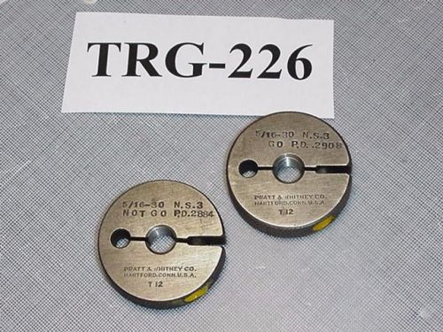 Pratt Whitney Thread Ring Gage Set 5/16-30 NS3 GO PD.2908, NOGO PD. 2884 TRG-226