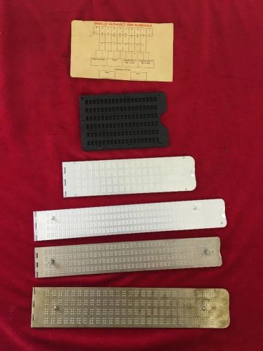 Lot 5 Vintage Braille Punch Howe Press Perkins Model Alphabet Card