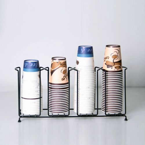 4 Grids Dispense Coffee Lid/Cup Organizer Holder Beverage Cups Display Rack