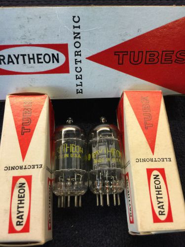 2 NOS Matched Raytheon 12AX7A Long Black Plate Tubes USA 1960&#039;s