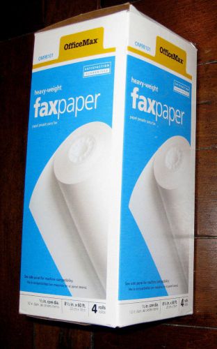 Four (4) officemax fax machine paper rolls om98101 thermal 1/2&#034; core 8.5&#034; x 60&#039; for sale