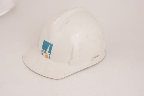 Pg&amp;e hardhat topguard msa white plastic w/logo hard hat for sale