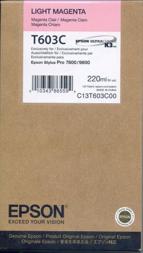 GENUINE EPSON T603C 220 ml LIGHT MAGENTA ULTRACHROME K3 INK CARTRIDGE
