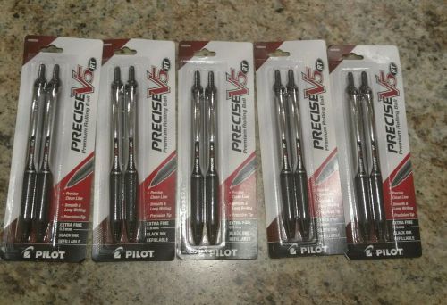 (5) Pilot Precise V5 RT Retractable Rolling Ball Needle Point Pens, Black 2 ea