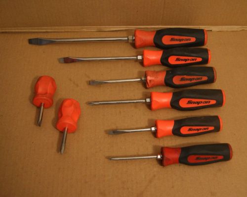 Snap on tools 8pc screwdriver set flat phillips soft handle orange instinct usa for sale
