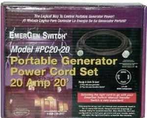 Connecticut Electric EmerGen Switch® 20-Ft/20Amp Portable Generator Power Cord