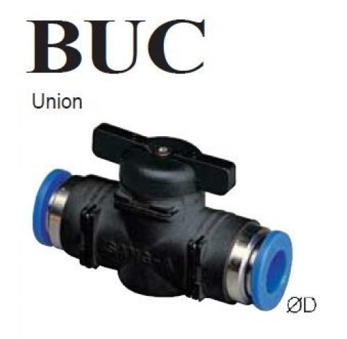 PneumaticPlus BUC-1/4 Push To Connect Mini Union Ball Valve 1/4&#034; (Tube to Tube)