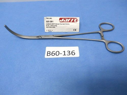 JARIT 320-361 CARDIO-GRIP Glover Clamp 9.5&#034; Curved Cardiovascular Intruments