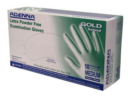 Adenna gold 6 mil latex powder free exam gloves (white medium) for sale