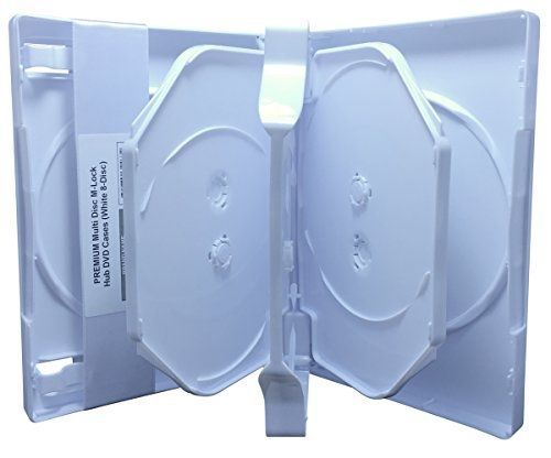 CheckOutStore (5) Premium Multi Disc M-Lock Hub DVD Cases, 8 Disc, White