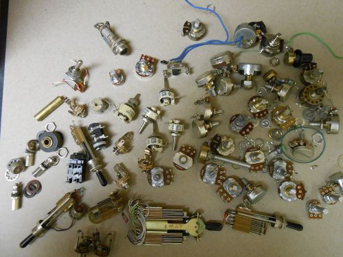 HUGE LOT OF VINTAGE ELECTRONIC VARIABLE, TOGGLE,  PUSH BUTTON SWITCHES AND MORE