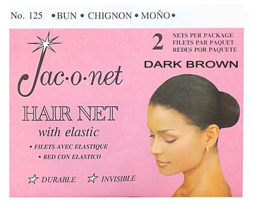 Jac-O-Net  #125  w/Elastic Chignon Invisible Hair Net (2) pcs. Dark Brown