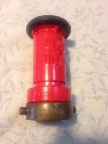 USED U.F.S. MODEL 1575 1.5&#034; PLASTIC ADJUSTABLE FIRE HOSE NOZZLE WITH BRASS ADP.
