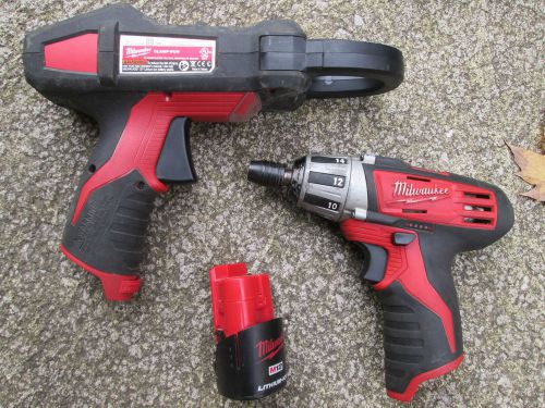 Used m12v milwaukee 1/4&#034; cordless drill kit w/hvac tester w/single 12v battery ! for sale