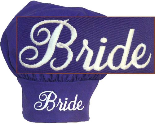 Bride Chef Hat Purple Adjustable Wedding Bridal Shower White Script Monogram NWT