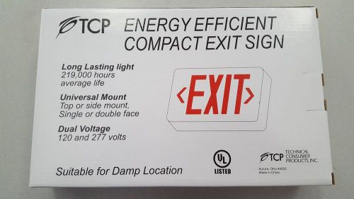 TCP LED Exit Sign with Battery 22743 RED LED NEW UNIVERSAL MOUNT Dual Sided