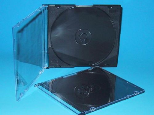 100 New Slim 5.2mm Single CD DVD Jewel Cases, Black, holds 1 CD DVD Disc