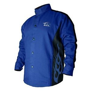 Welding Coat Jacket Extra Large XL Flame Heat Resistant Cotton Welder Royal Blue
