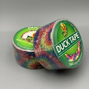 2 Duck Tie Dye Psychedelic Swirly Bright Colorful Duct Tape Rolls 1.88 &#034; x 10 yd