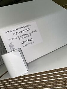 3 1/8&#034; X 230&#039; Thermal Cash Register Paper Roll (50 Rolls)