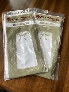 White Bar Apron Lot Of 2 Chef Works Item # B3-WHT-0  New original unopened bag