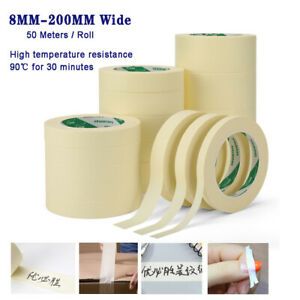 50m Masking Tape Indoor Outdoor DIY Painter Spray Paint Easy Tear 90°C HIGH TEMP