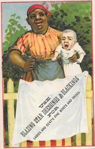 Racist ad card, c1930s Black woman/white baby