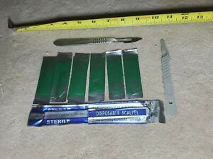 Surgical Scalpel Handle, Disposable Scalpels, 6 sterile blades + Sterile Scalpel