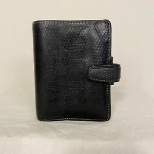 FILOFAX Mini CHAMELEON Organizer RARE Black LIZARD PRINT Leather &amp; Prive Wallet