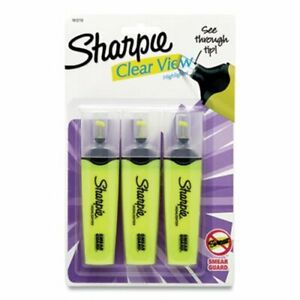 Sharpie Tank-Style Highlighter, Chisel Tip, Yellow, 3/Pack (SAN1147578)