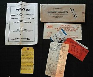 1946 WAYNE 356 376 HS VS AIR COMPRESSOR OPERATORS MANUAL INSPECTION TAGS RARE