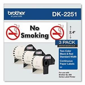 Brother Genuine DK-22513PK Continuous Length Labels Black/Red Label on White ...