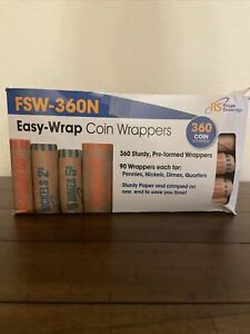 Preformed Coin Wrappers Paper Rolls Counter Sorting Tubes Holders 360 Count