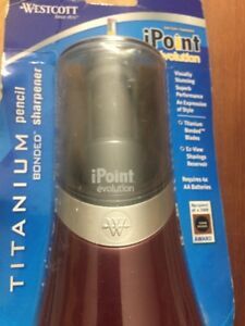 WESTCOTT iPOINT EVOLUTION TITANIUM BATTERY PENCIL SHARPENER- NEW -