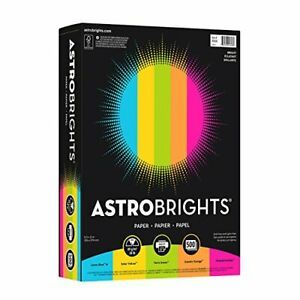 Astrobrights Color Paper 8.5” x 11” 24 lb/89 gsm “Brights” 5-Color Assortment...