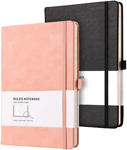 2 Pack Ruled Journal Notebook A5 Lined Journal for Women with 376 Numbered Pages
