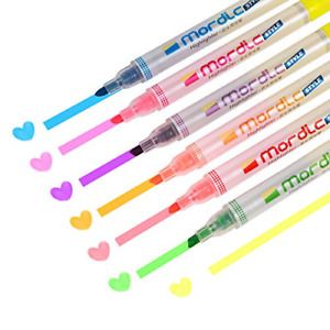 CHoSCH Double-Tips Highlighter Marker Pack, 7 Colors Chisel Tips Highlighter For