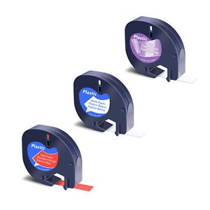 3Colors 16952 91331 91333  Plastic Label Tape Set for Dymo LetraTag LT100H